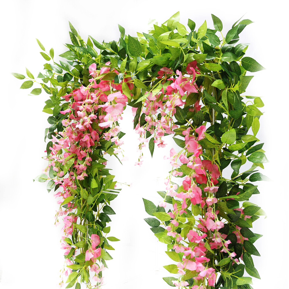 LM 1.8M Wisteria, Vòng Hoa Dây Leo Giả Lá Cây Giả Dây Leo Treo Tự Làm Tiệc Tại Nhà Trang Trí Đám Cưới, Hoa Giả Mây