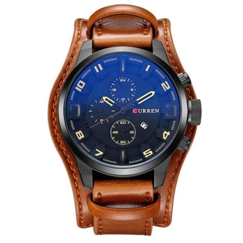 (100% Authentic) CURREN 8225 Original Brand Mens Sports Leather Strap Date Watch (Brown) Malaysia
