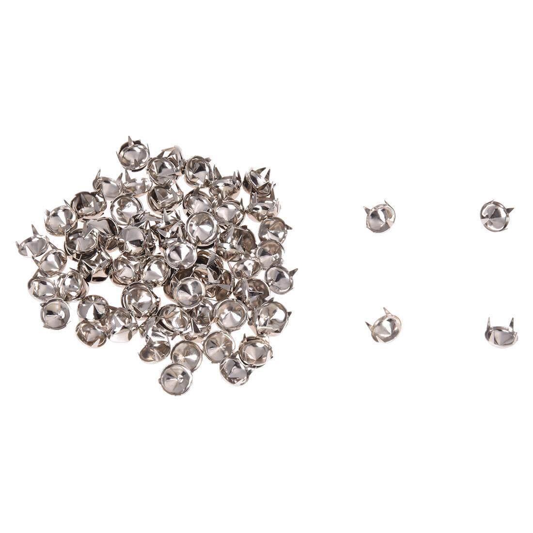 100 Perak Tembaga Bulat Kerucut Sekrup Runcing Tempat DIY Rock Punk 8 Mm-Intl-