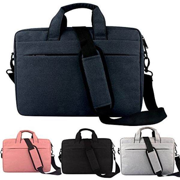 14-15.4 Inch Laptop Tas Bahu, tahan Air Multi Kain Multifungsi Sarung Laptop Case Tas dengan Tali Pembawa untuk 2016 Macbook Pro 15 Acer Chromebook 14 asus Dell Lenovo HP Chromebook, Biru Dongker-Intl