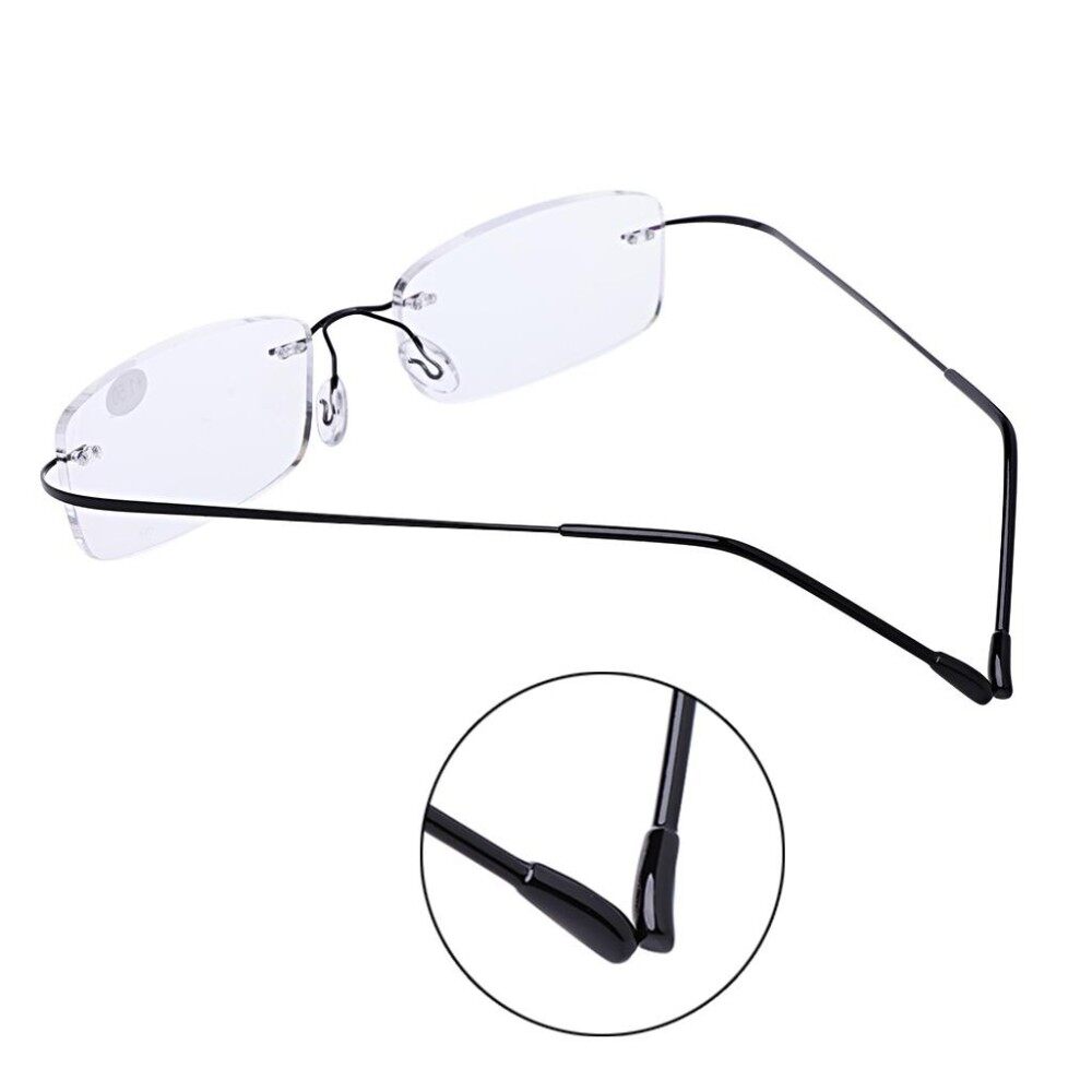 +1.50 Ultralight Titanium Rimless Rectangular Glasses Spectacles Eyeglass Frame Eyewear(Silver) - intl
