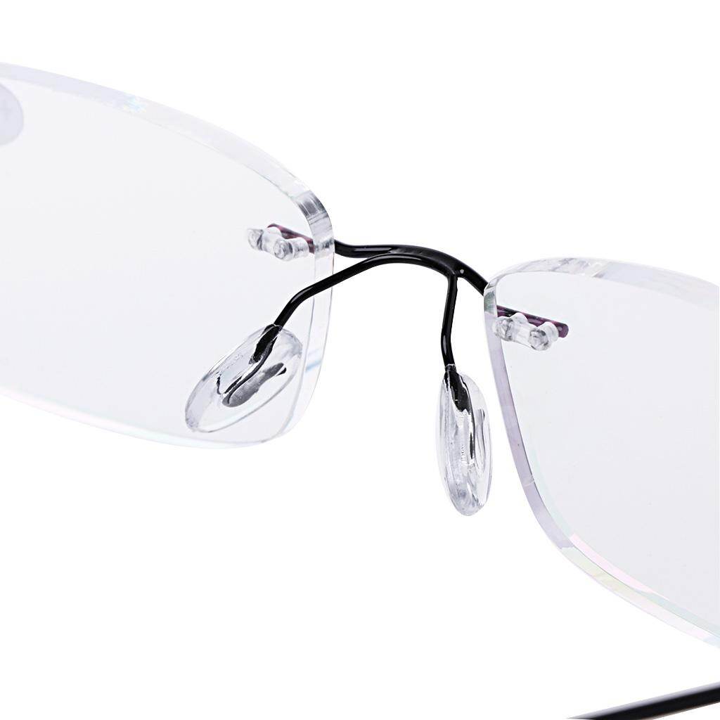 +1.50 Ultralight Titanium Rimless Rectangular Glasses Spectacles Eyeglass Frame Eyewear(Silver) - intl
