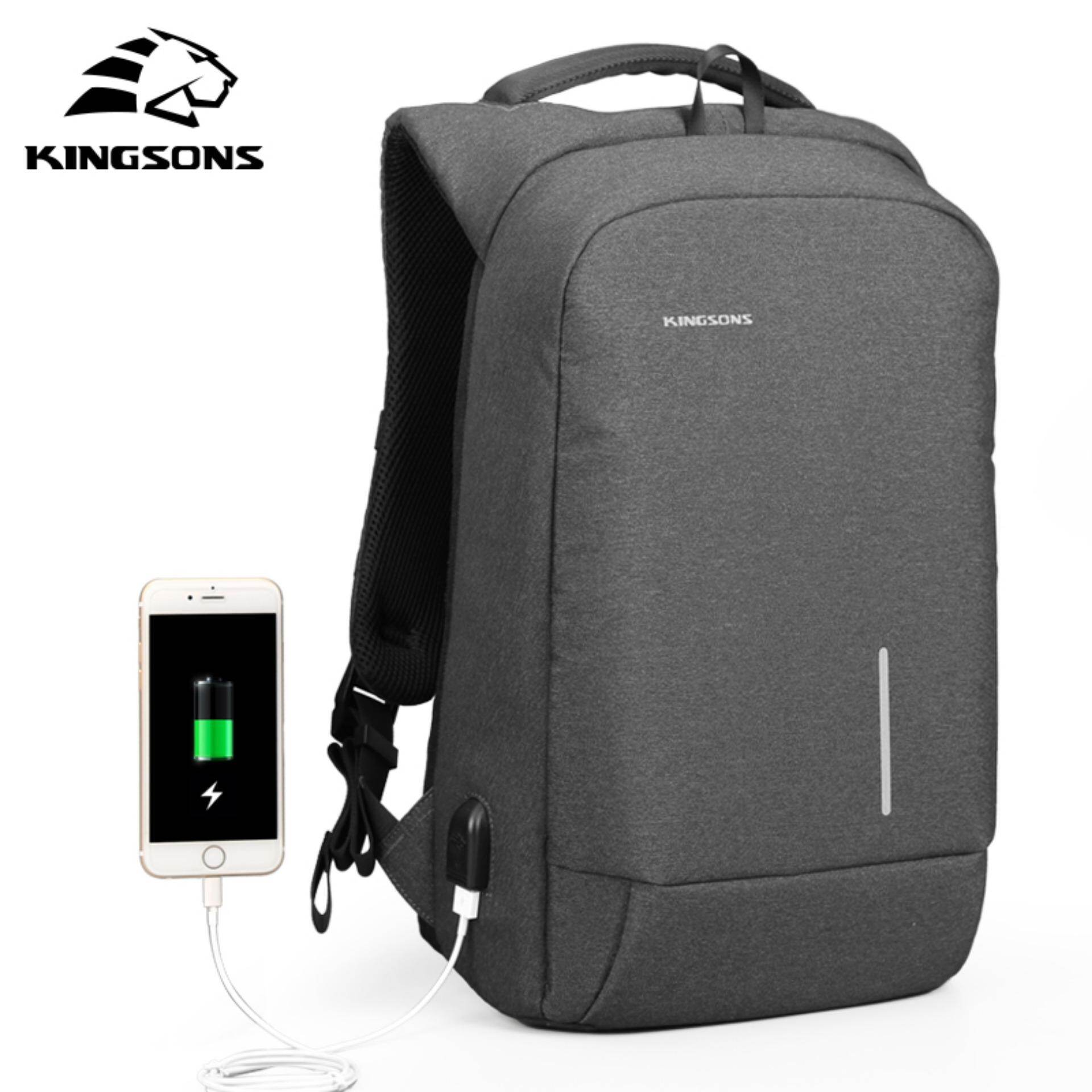15.6 Inches Tas Bahu Ransel Pelajar USB Port Pengisian Daya Ransel Tas Bisnis Tas Ransel Tahan Air Bepergian-Intl