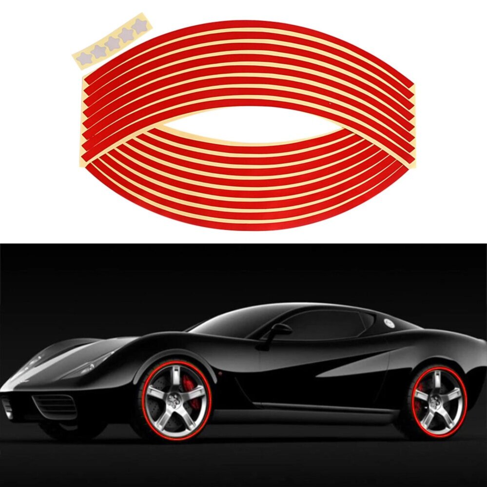 18/'/' 16 strips//set Reflective Car Motorcycle Rim Stripe Wheel Tape Decal Sticker