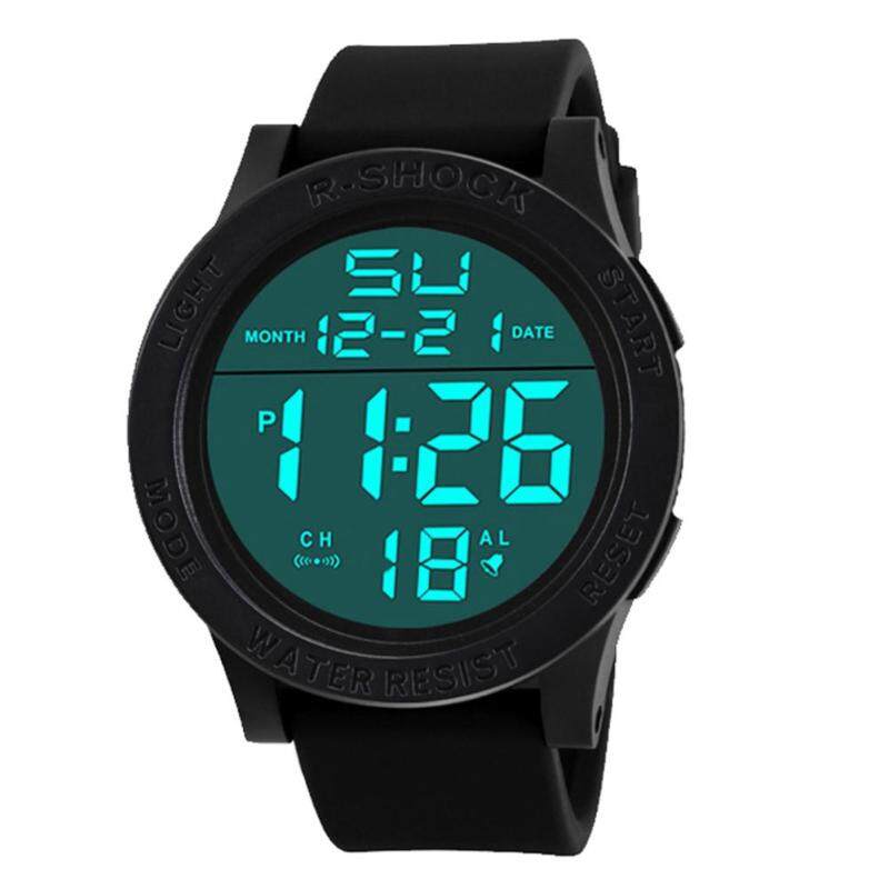 2017 Men Chic Wrist Waterproof Electronic Date Rubber Sport Watch(Black) Malaysia