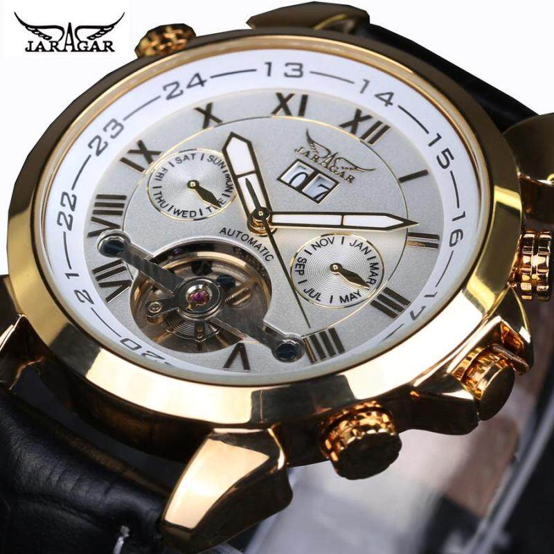 2018 Jaragar Mens Famous Mens Watches Brand Day/Week Tourbillon Auto Mechanical Watches Wristwatch Gift Box Free Ship Malaysia