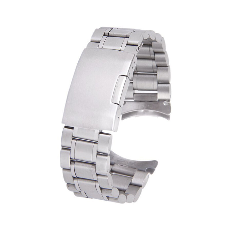 22mm Stainless Steel Solid Links Bracelet Watch Band Strap Curved End with 4pcs Watch Pins Spring Bars (Silver) Malaysia