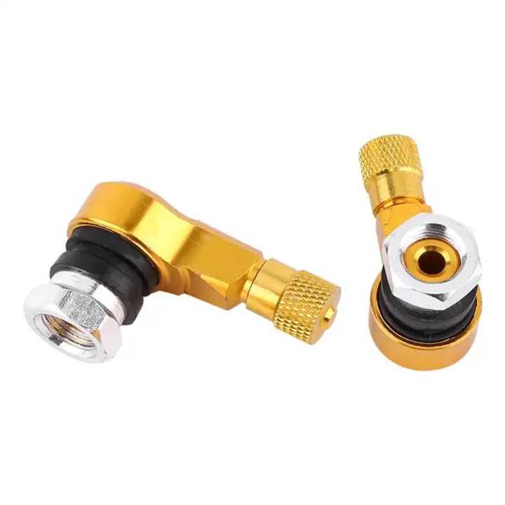 Tire Valves 2pcs 11.3mm Universal Motorcycle Aluminum Wheels Tire Valve Stems Caps 90 Degree valve stem extensions Yellow