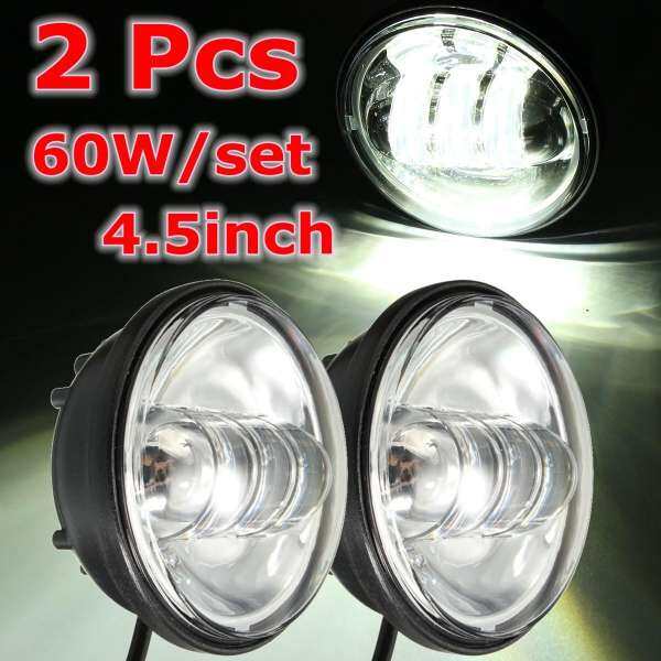 2 chiếc 4.5 inch Chrome LED Phụ Trợ Sương Mù Đi Ánh Sáng Đèn Xe Máy Harley