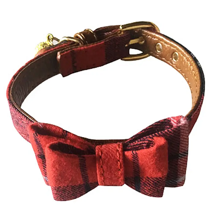 leather bow tie dog collar