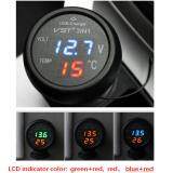 3 in 1 Digital LED USB Car Charger Voltmeter Thermometer Car Battery Monitor Blue /& Red