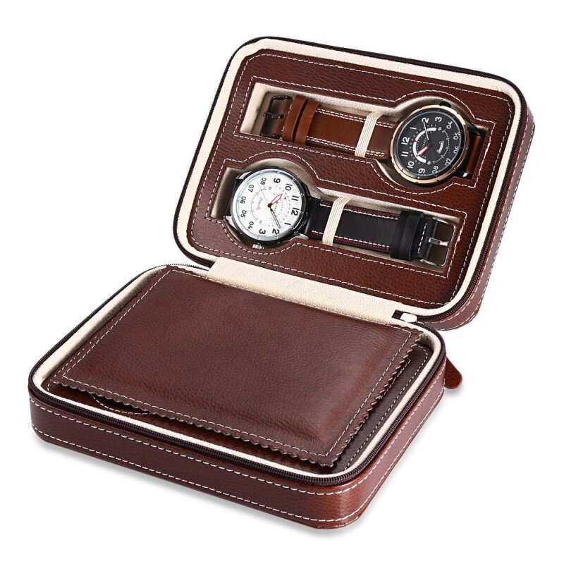 4 Grids PU Leather Travel Watch Storage Case Zipper Wristwatch Box Organizer Malaysia