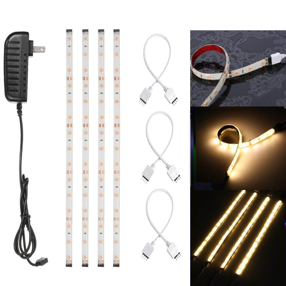 4 Pcs 30 Cm 5050 15LED Tautan Strip Lights & Steker Dibawah Dapur Lemari Kabinet (Hangat Putih) -Internasional
