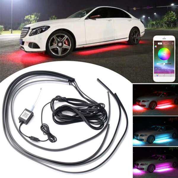 4 ỨNG DỤNG Điều Khiển RGB Xe Linh Hoạt Dây ĐÈN LED Trang Trí Bầu Không Khí Đèn Dưới Ống Underglow Underbody Hệ Thống Đèn Neon Bộ