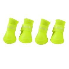 4x Pet Dog Waterproof Boots Rubber Rain Shoes color:Fluorescent Yellow size:S