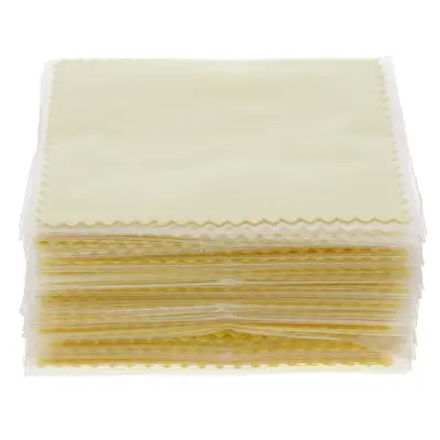 50 Pcs Clean Cleaning Cloth Polishing Cloth for Sterling Silver Gold Platinum Jewelry Anti Tarnish Yellow