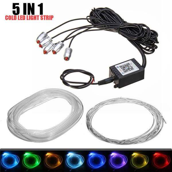 5IN1 6.2 M Âm Thanh Hoạt Động EL Neon Dải Ánh Sáng RGB ĐÈN LED Xe Hơi Ô Tô Trang Trí Nội Thất Nhiều Màu Điện Thoại Bluetooth Điều Khiển Khí Quyển Ánh Sáng 12 V