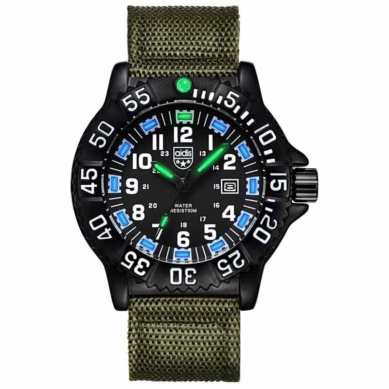 AIDIS Men Outdoor Sports Luminous Watches Military Watches MY-050 Green Blue Malaysia