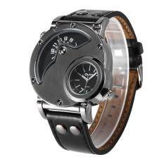 Allwin Mewah Pria Kuarsa-watch Dual Time Leather Band Watch HP9591B untuk Outdoor Perjalanan Hitam-Intl