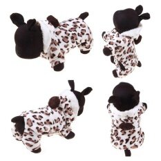 Allwin Hewan Peliharaan Puppy Hangat Hooded Sweatshirt Leopard Cetak Cotton Teddy Chihuahua Mantel S-Intl