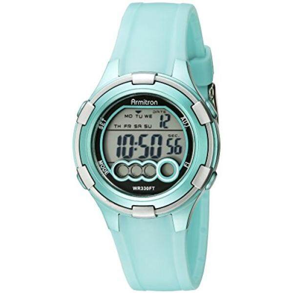 Armitron Sport Womens 45/7053LTG Digital Light Green Resin Strap Watch - intl