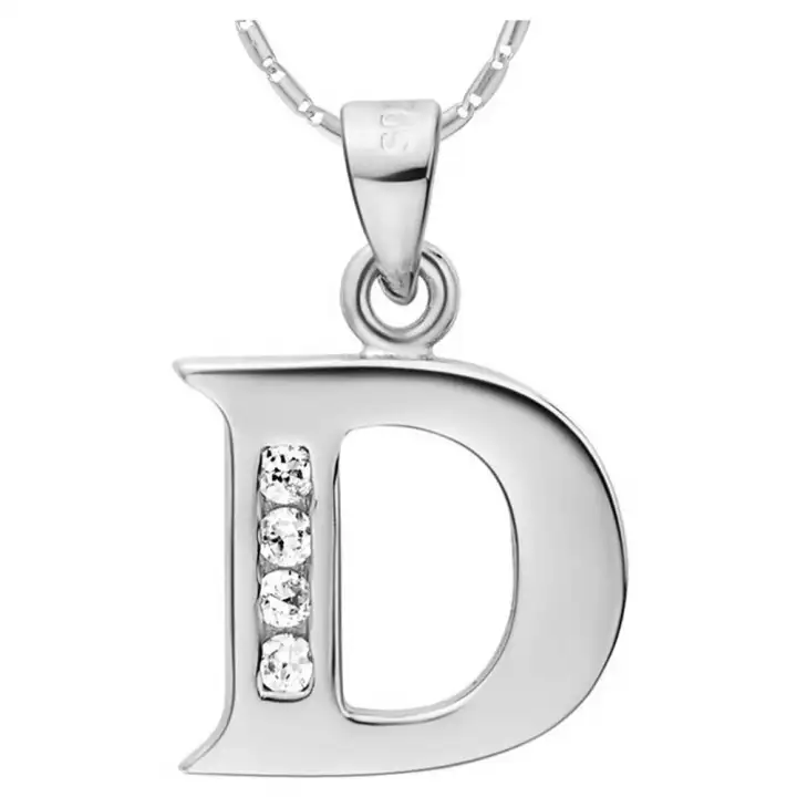 B F 18k White Gold Plated Alphabet Initial Letter A To Z Pendant Necklace For Man Women Birthday Gift Lazada