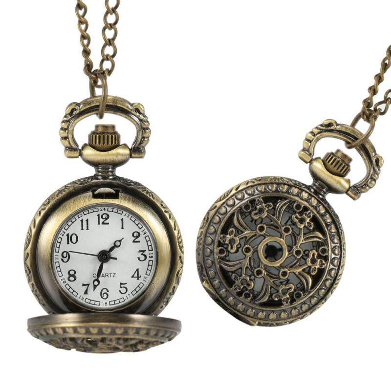 B-F Fashion Vintage Women Pocket Watch Alloy Retro Hollow Out Flowers Pendant Clock Sweater Necklace Chain Malaysia