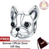 BAMOER Free Shpping 925 Sterling Silver Loyal Partners BULLDOG Doggy Animal Beads fit Women Charm Bracelets Dog Jewelry SCC315