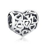 BAMOER Free Shpping 925 Sterling Silver Skeleton Heart Charms fit Bracelets & Necklace for Women Engagement Accessories SCC024
