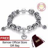 BAMOER 20CM Gelang Bracelet & Bangle With Heart Pendant for Women Wedding Vintage Jewelry PA1431
