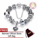 BAMOER Silver Plated Heart Charm Bracelet with Safety Chain for Women Original Jewelry PA1865