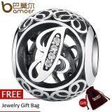 BAMOER Free Shpping Classic 925 Sterling Silver Vintage Alphabet Letter J Charms Fit Bracelets & Necklace Luxury Words Jewelry PSC008-J