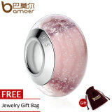 BAMOER Free Shpping Fashion DIY Beads Brown Round Shape Murano Glass Beads fit Bracelet Women Beads & Jewelry Makings PA6366