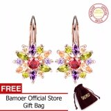 BAMOER Free Shpping HOT Sell Real 18K Gold Plated Stud Earrings with Multicolor/Silver AAA Zircon For Women Jewelry JIE042