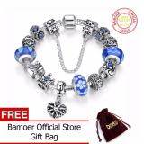 BAMOER Free Shpping Queen Jewelry Silver Charms Bracelet & Bangles With Queen Crown Blue Beads Bracelet for Women PA1867