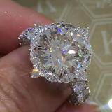 Big Shinning Diamond Zircon Crystal Ring Natural Gemstone White Sapphire Birthstone Bride Engagement Wedding Ring