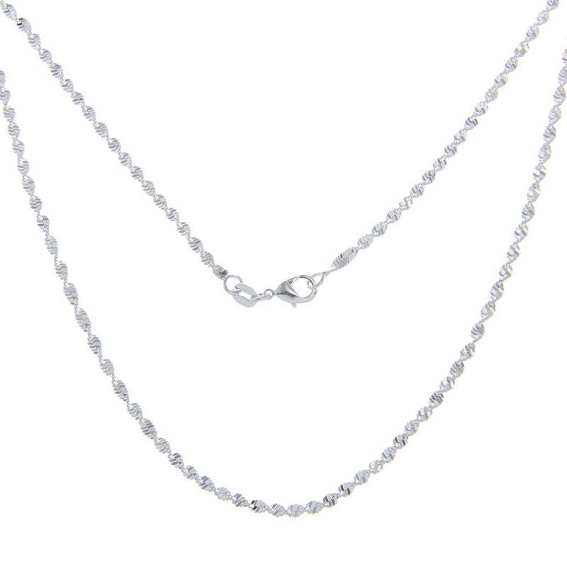 Bigood 2 Pcs Plated 925 Sterling Silver Shiny Rope Necklace Chain 60cm Malaysia