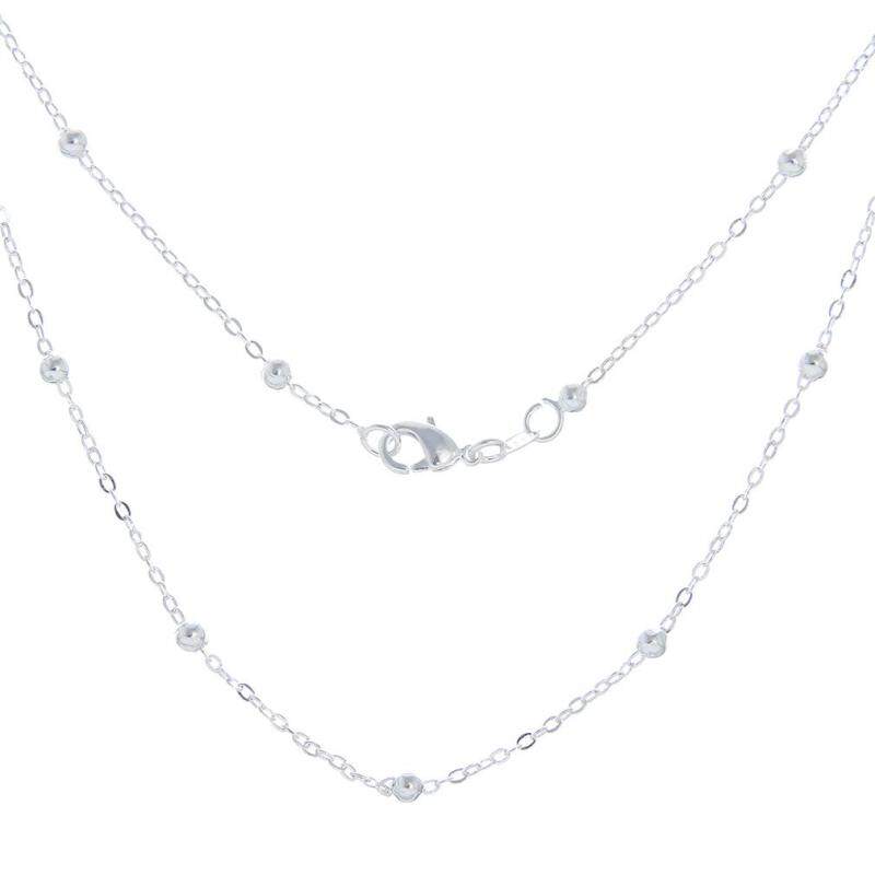 Bigood 2 Pcs Plated 925 Sterling Silver Thin Bead Bracelet Necklace Chain 60cm Malaysia