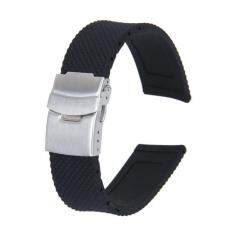 Black Silicone Rubber Waterproof Watch Strap Band Deployment Buckle 20mm Malaysia