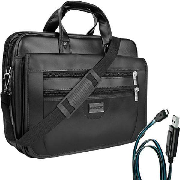 Black VanGoddy 3 In 1 PU Leather Briefcase Messenger Backpack Shoulder Bag for Acer Chromebook / Aspire One Cloudbook 11.6 inch + Micro USB Cable - intl