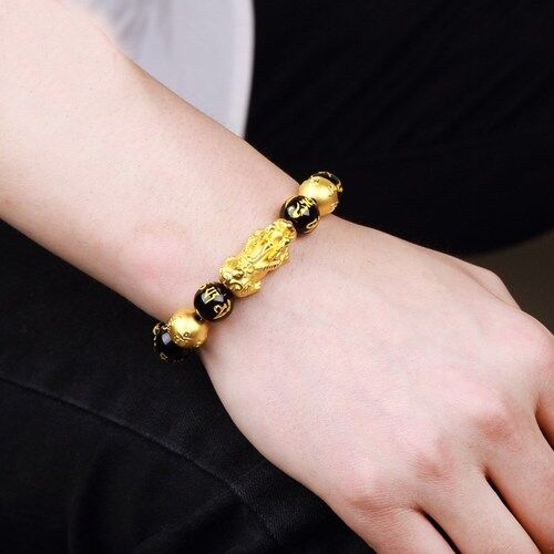 Hitam Yao Qi Lin Gelang Pria Manik-manik Doa Buddha Tangan String Melawan Kejahatan Gelang Modis-Intl