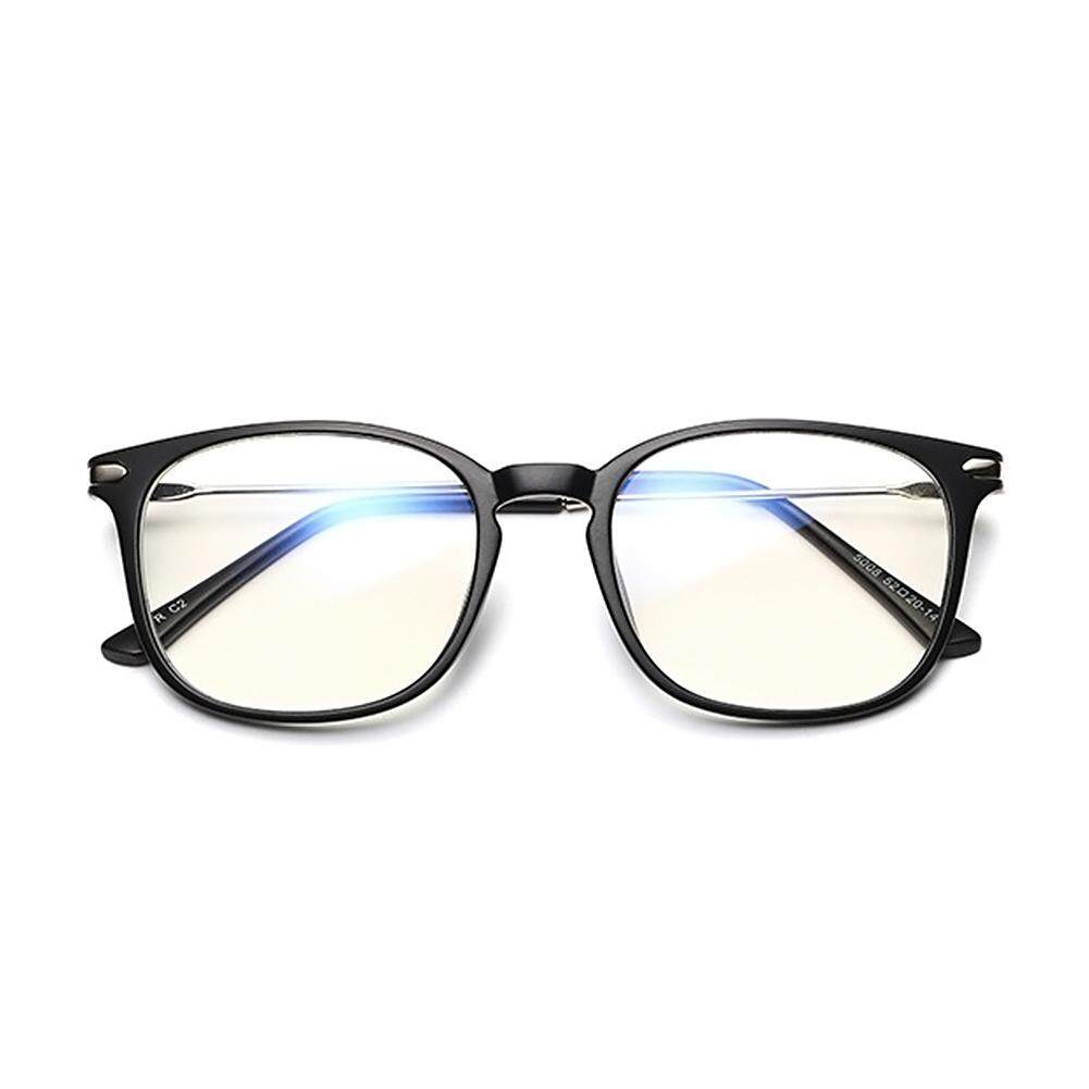 Biru Filter Cahaya Block UV Lensa Transparan Vintage Kacamata Kacamata Komputer Hitam C1-Intl