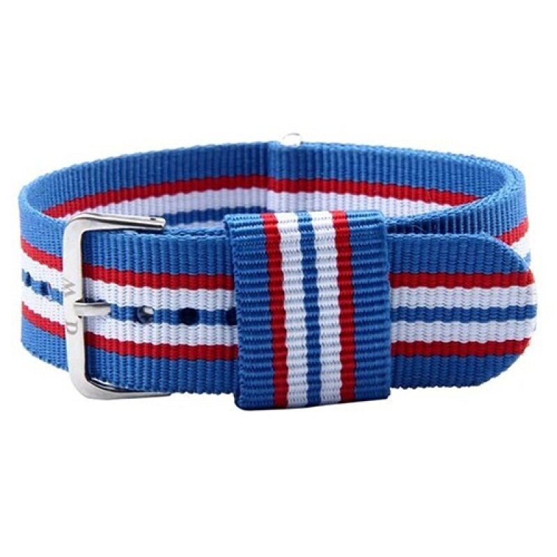 Bluelans Unisex Striped Canvas 20mm Wrist Watch Band Strap - Sky Blue Malaysia