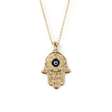 Fashion Gold Hamsa Hand of Fatima Evil Eye Pendant Necklace Chain Jewelry