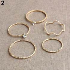 Broadfashion 5Pcs/Set Band Ring Wave Stack Above Knuckle Midi Rings Lady Jewelry Charm (