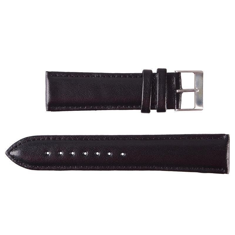 BUYINCOINS 18mm/20mm/22mm Genuine Leather Wrist Watch Band Strap Stainless Steel Pin Buckle Black-22mm Malaysia