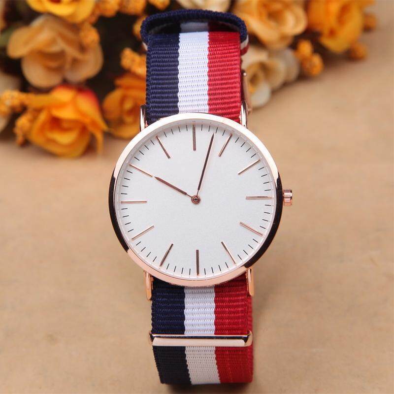 BUYINCOINS Watch Women Men Leather Nylon Strap Rosegold (Multicolor) Malaysia