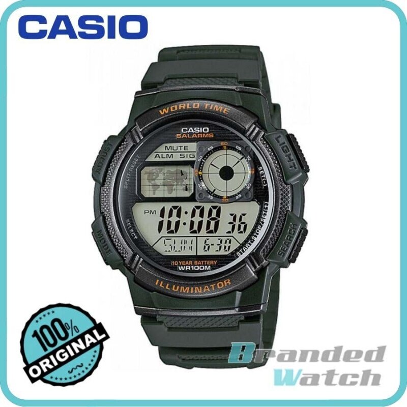 Casio AE-1000W-3AVDF Mens Digital World Time Resin Watch AE-1000W-3AV Malaysia