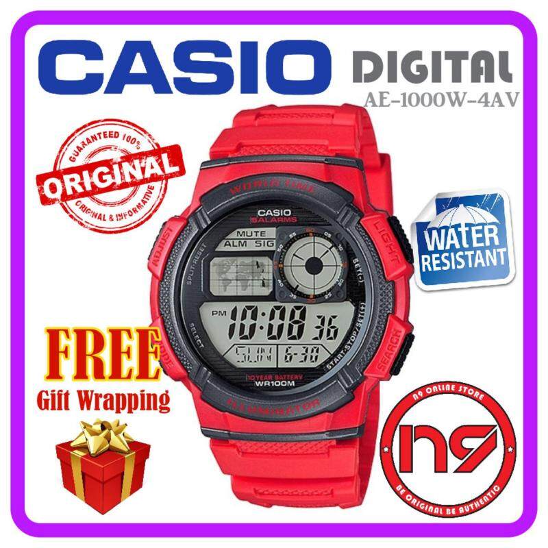 Casio AE-1000W-4AV Mens Red Rubber Strap Watch Digital Original Malaysia