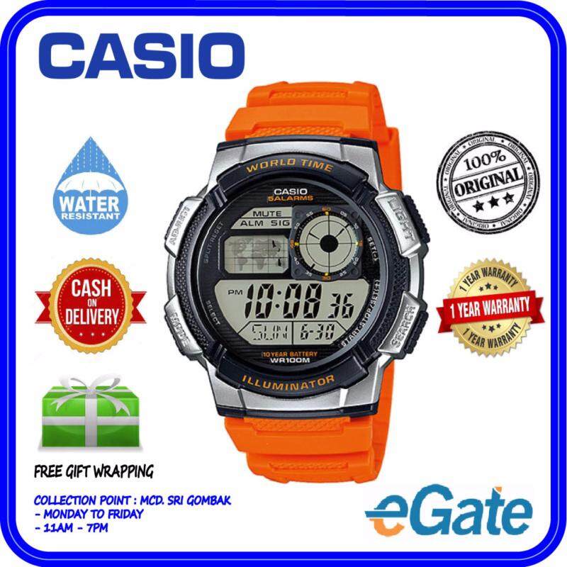 Casio AE-1000W-4BV Men Digital Watch Sporty Orange Strap Timepieces Original Watch Malaysia